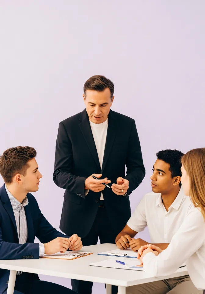 Consultor financeiro com cliente sentado